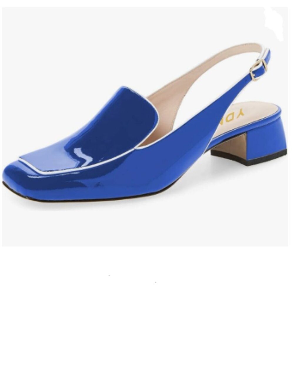 YDN Royal Blue Square Toe Block Low Heels Slingback Formal Loafer Dressy Shoes
